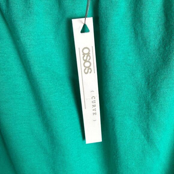 ASOS Green Off-Shoulder Midi Athleisure Dress sz 16 - Picture 4 of 5
